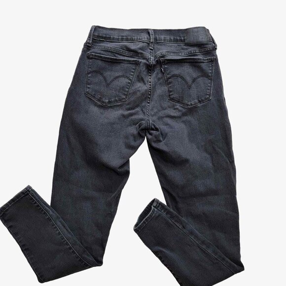 Levi's 710 Jeans Super Skinny Womens 28 Black Denim 28X28 Mid Rise Tappered Legs - Picture 1 of 11